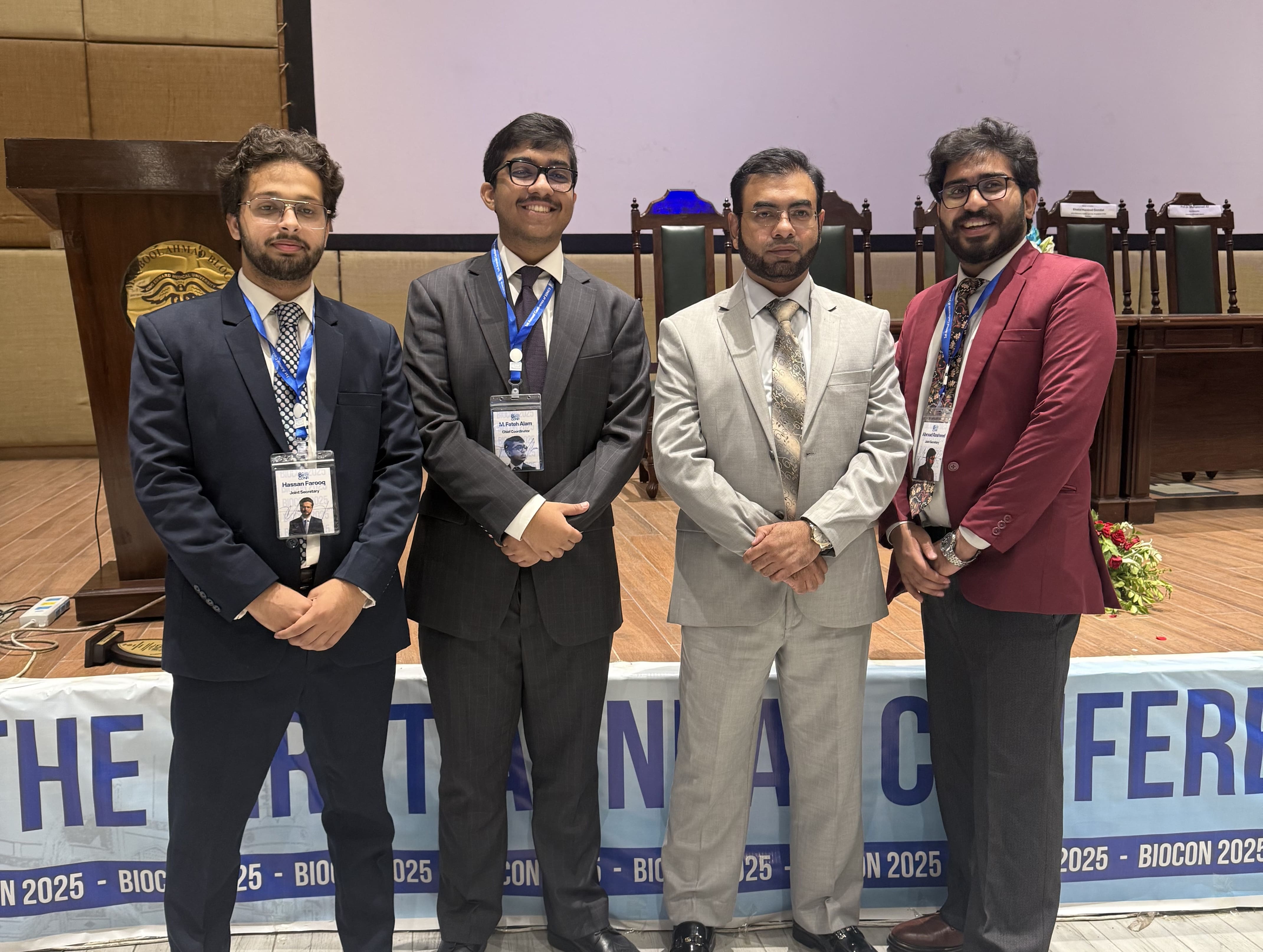 The Core Cabinet. Left to Right: Hassan Farooq, Fateh Alam Bhatty, Prof. Dr. Muhammad Shakil, Ahmad Rasheed